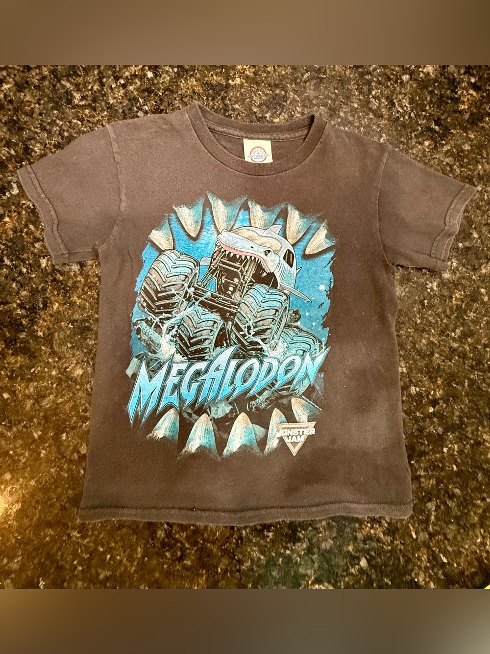 Monster Jam Megalodon Graphic Tee - Black & Blue - Kids sz Small